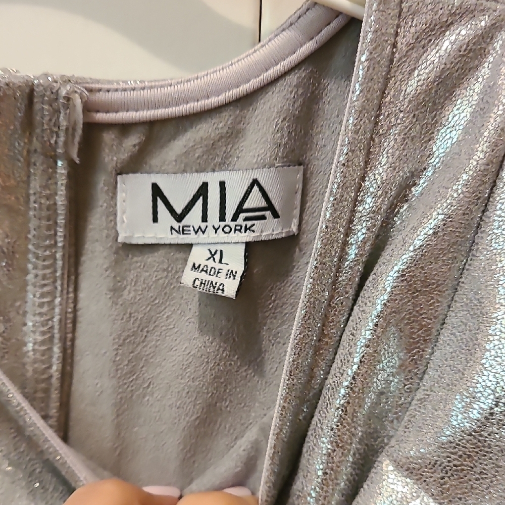 Silver Metallic Ruffle Jumpsuit - Picture 3 of 5